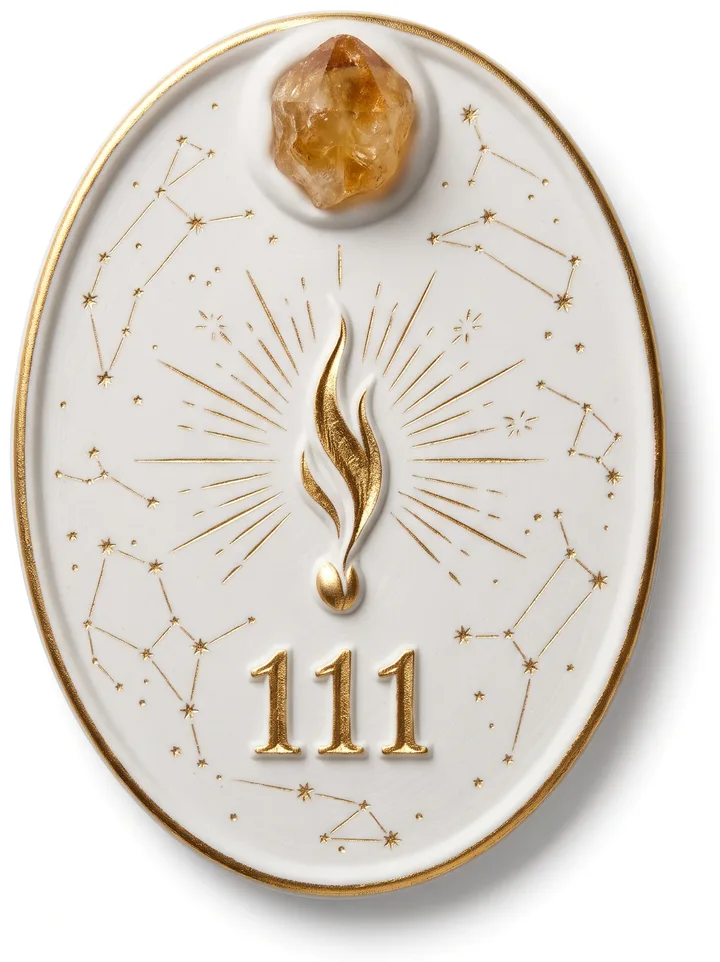 Médaillon en porcelaine et or du nombre angélique 111