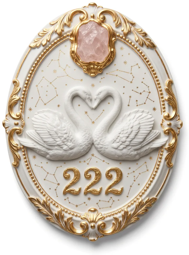 Médaillon en porcelaine et or du nombre angélique 222