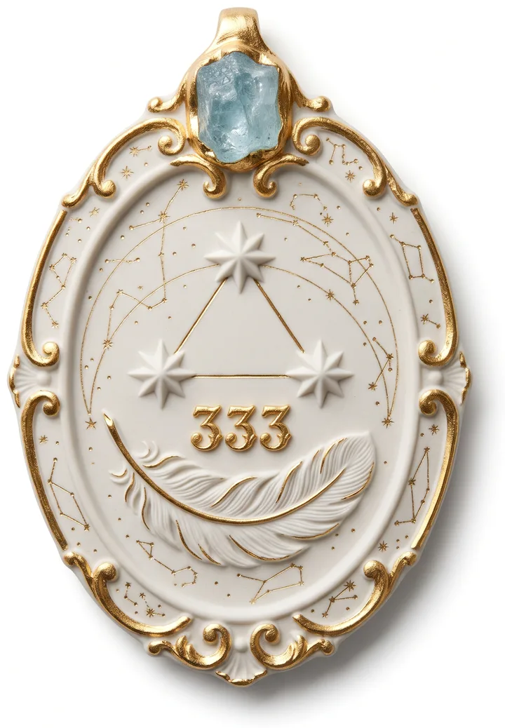 Médaillon en porcelaine et or du nombre angélique 333