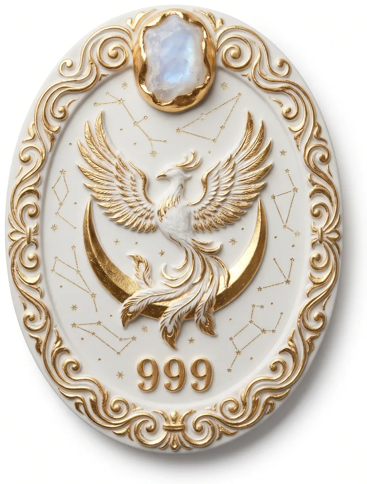 Médaillon en porcelaine et or du nombre angélique 999
