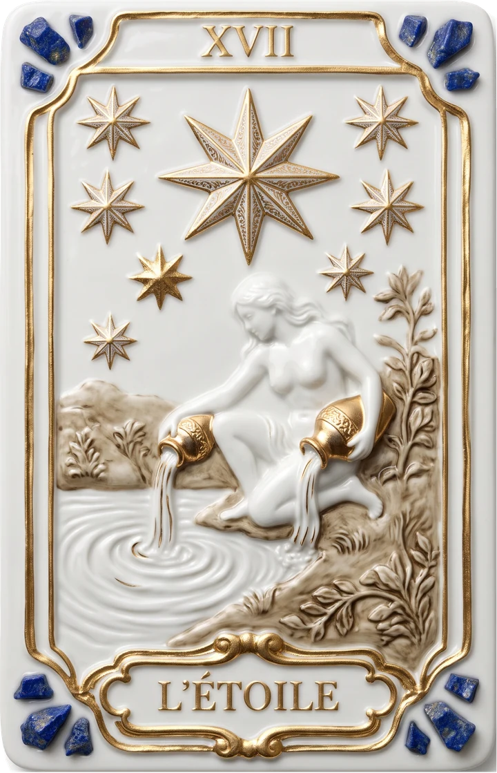 Carte de tarot en porcelaine et or : L'Étoile